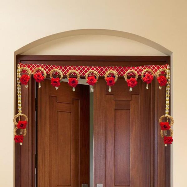 Rose Flower Hanging for Home Decor,Office Decor|Lotus Hanging for Decoration with Red Roses,Thoran for Decoration| for Home Decor| Bandhanwar for main Door