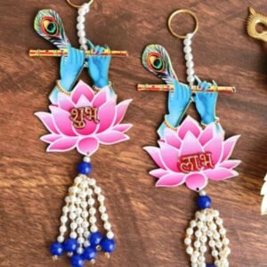 De Royalsthan Lotus Shubh labh Door hangings (2 pc) for Main Gate Home Office Entrance, Door Tags, Diwali Shoon/Soohn/Shun for Home mandir Temple